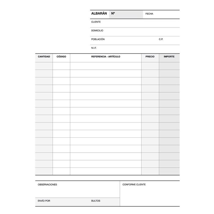 Talonario albaran 1/4 natural lito a-118