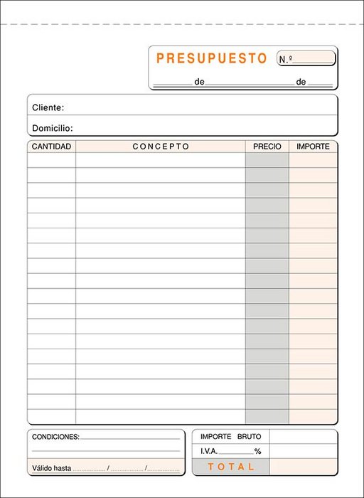 Talonario presupuestos 4º t-90 natural duplicado autocopiant