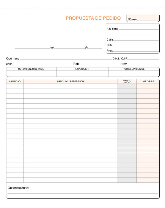 Talonario pedidos holandesa t-97 duplicado autocopiante