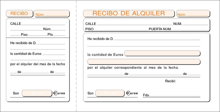 Talonario inquilinato 1/3 especial t-50 sencillo papel lito