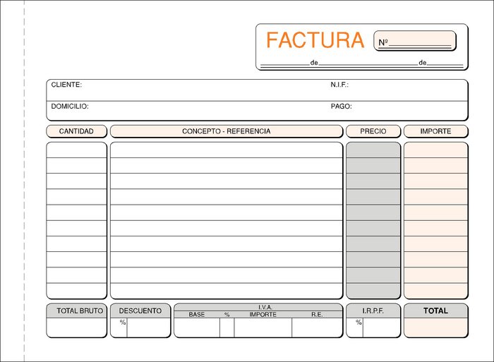 Talonario factura 4º t-66 apaisado triplicado autocopiante