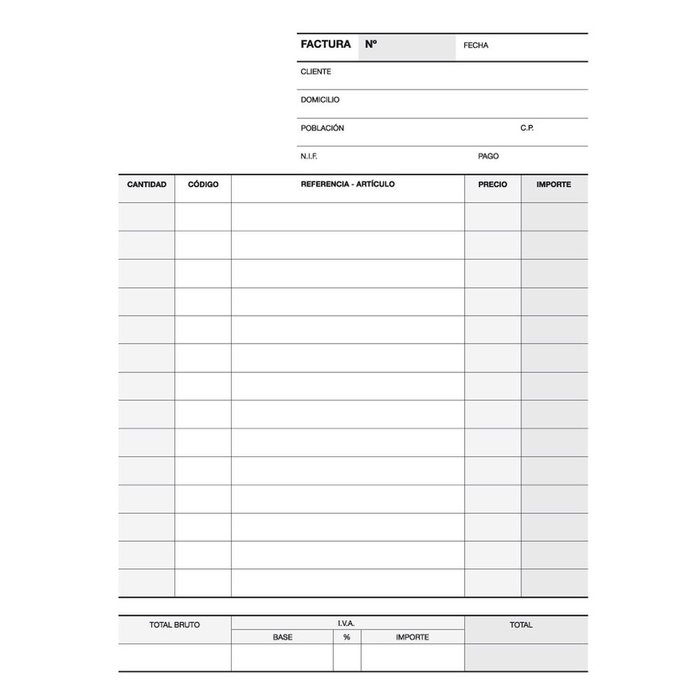 Talonario factura 1/8 natural duplicado a-68