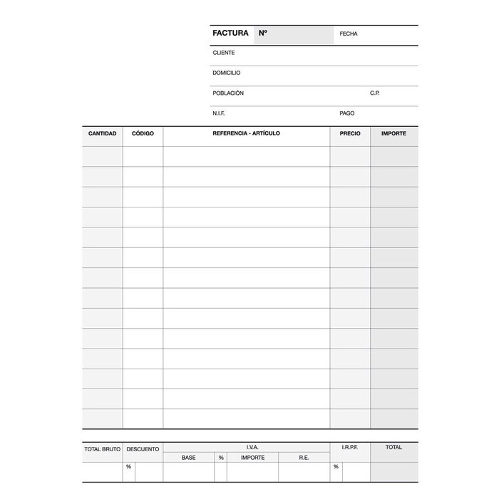 Talonario factura 1/4 natural triplicado a-65