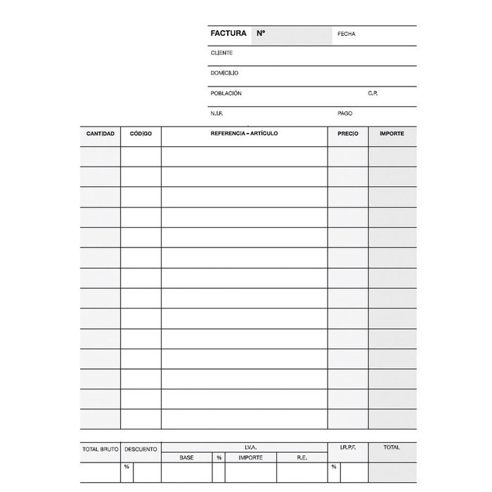 Talonario factura 1/4 natural duplicado a-63