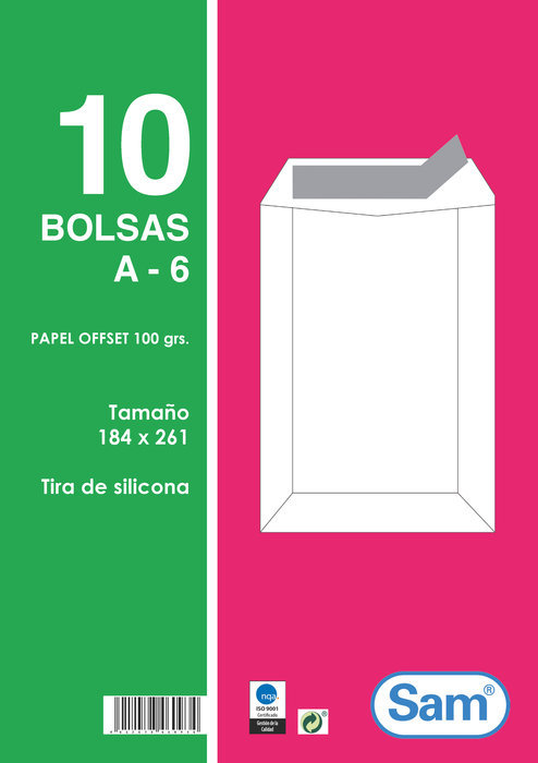 Sobre blanco tira silicona 184X261 100GRS 10U