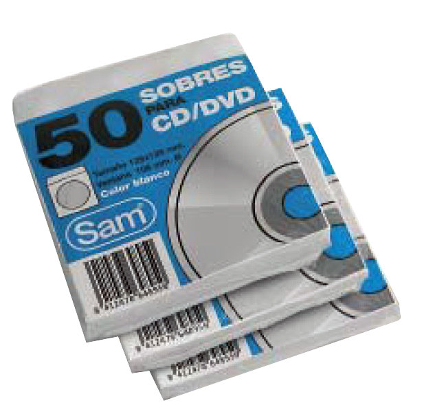 Sobre 125X125 90GR para cd dvd p/50 blanco