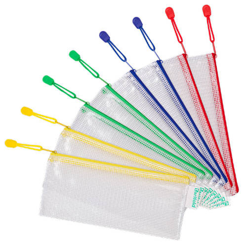 Pack de 8 bolsas zipper multiusos pvc - con cierre cremallera chequera surtido tarifold 509049