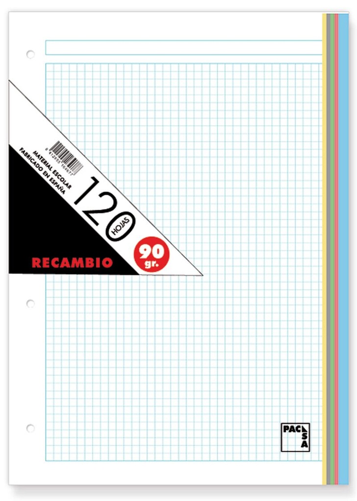 Recambio pacsa A4 120H. 5X5 5 bandas de colores