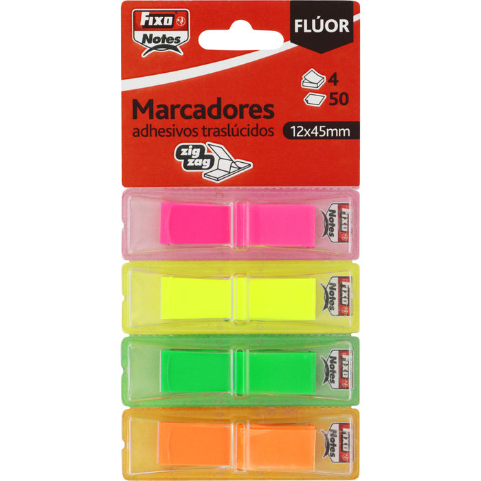 Dispensador 50 marcadores banderitas fluorescentes 12X45MM