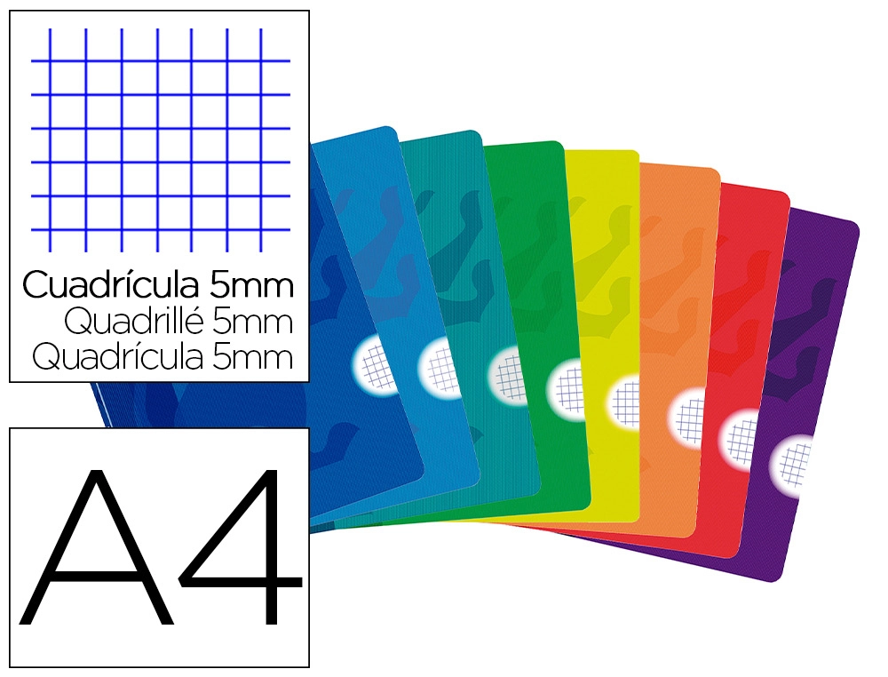 Libreta escolar oxford openflex tapa flexible optik paper 48 hojas din A4 cuadro 5 mm colores surtidos