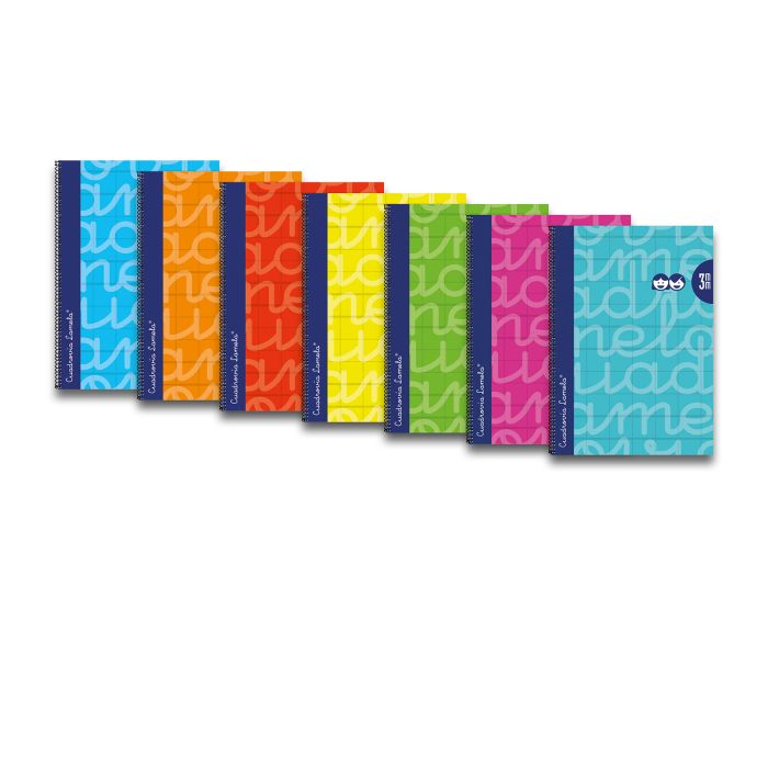 Bloc lamela tapa forrada espiral folio 90G 80H 3MM surtido