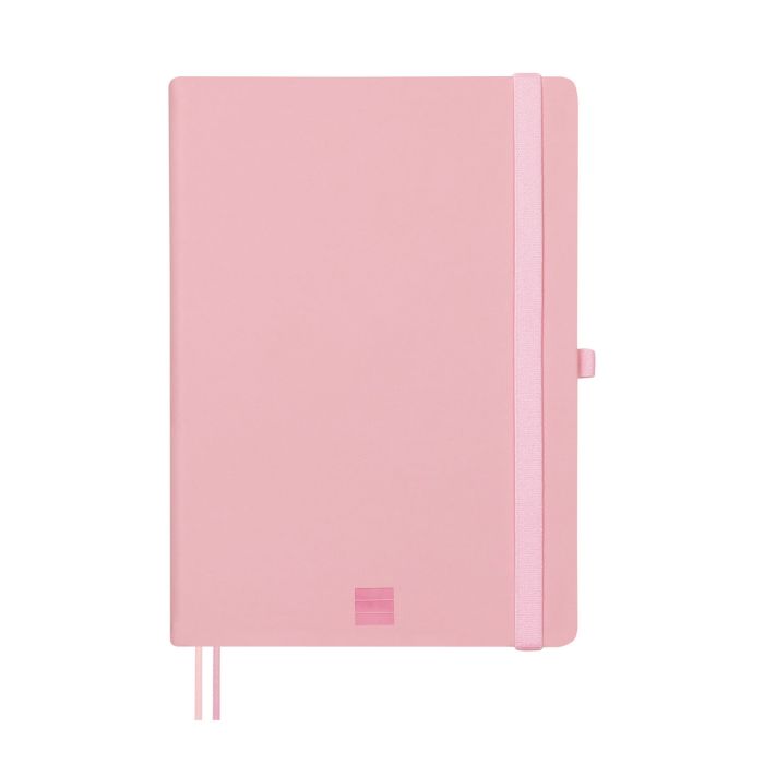 Cuaderno finocam poliuretano nexo con goma A5 80G 72H liso rosa