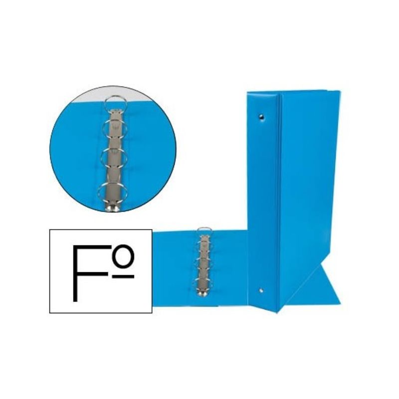 Carpeta 4 anillas folio 40MM pvc escolar celeste
