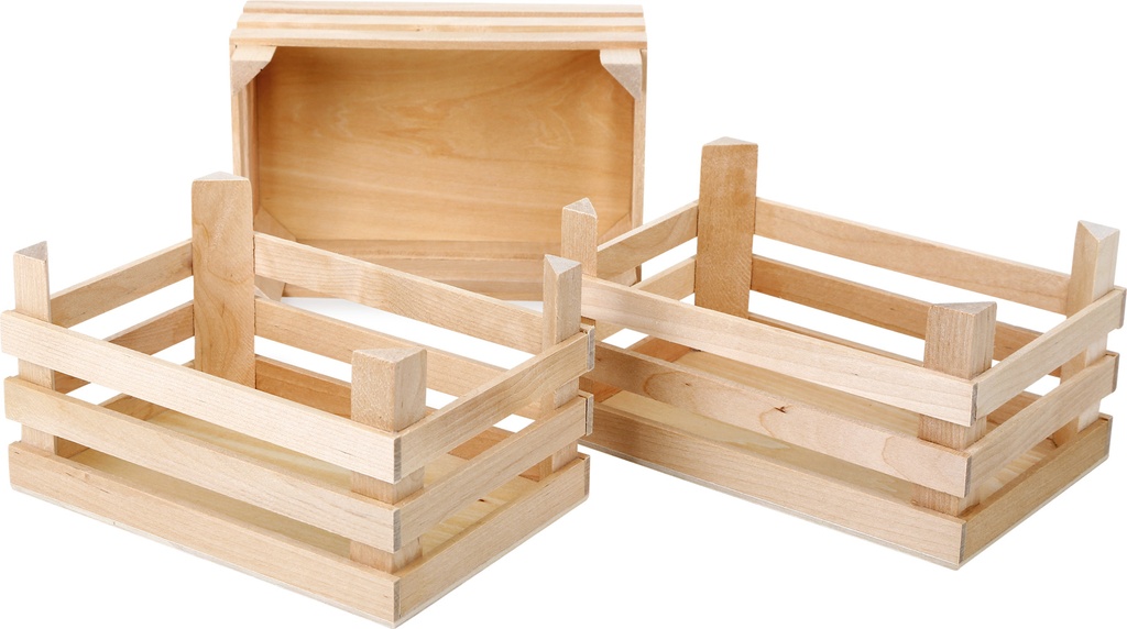 Caja natural grande, set de 3