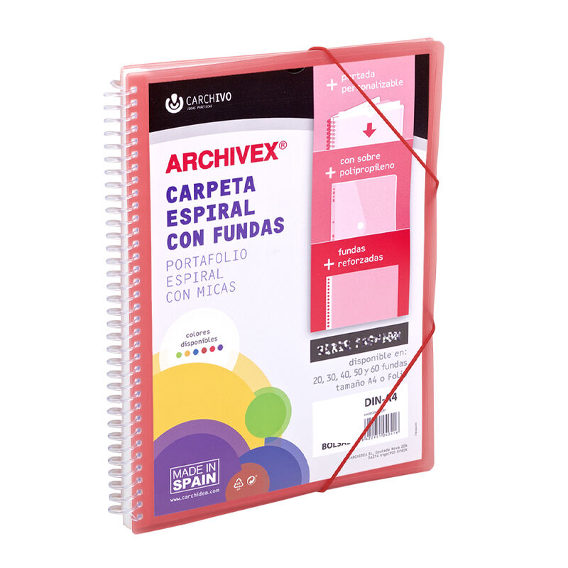 Carpeta archivex-star espiral canguro 50 fundas rojo