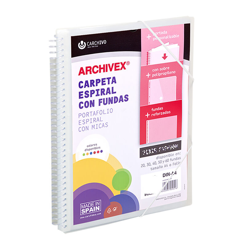 Carpeta archivex star espiral 40 fundas incoloro