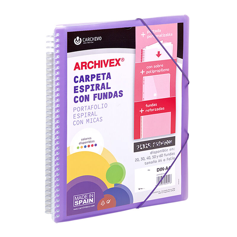 Carpeta archivex-star espiral canguro 30 fundas violeta