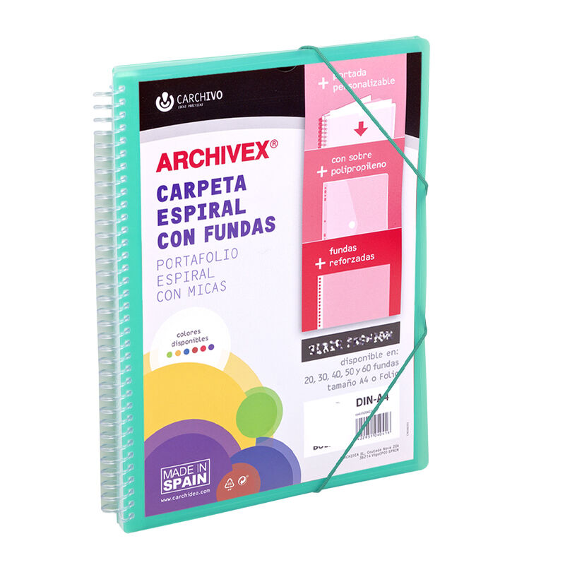Carpeta archivex-star espiral canguro 20 fundas verde
