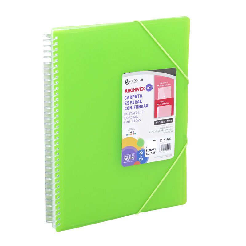 Carpeta archivex-star espiral 20 fundas verde clar r: 53022051