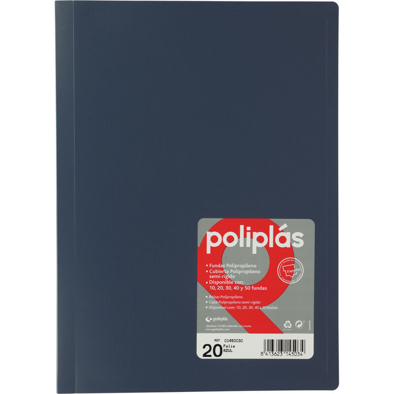 Poliplas 20 fundas folio opaco azul r: 01450030