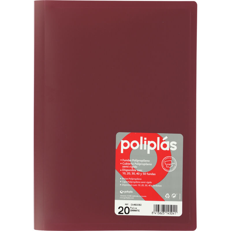 Poliplas 20 fundas folio opaco granate r: 01450050