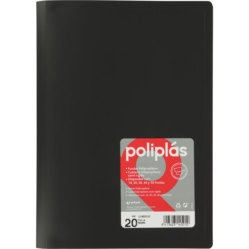 Poliplas 20 fundas folio opaco negro r: 01450010