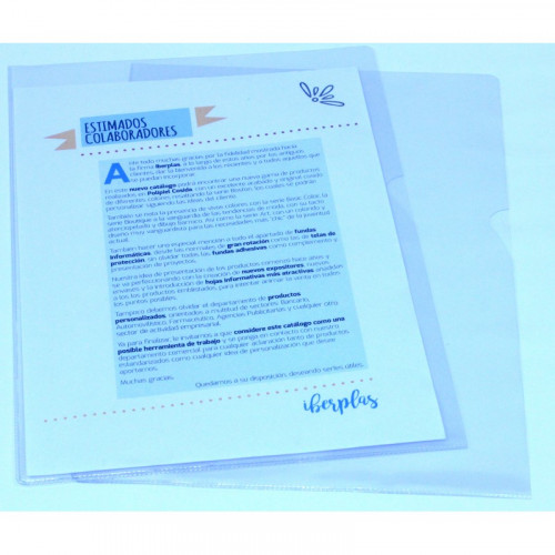 Caja 30 dossier formato folio "l" c/uñero pvc cristal 300 micras iberplas 25730