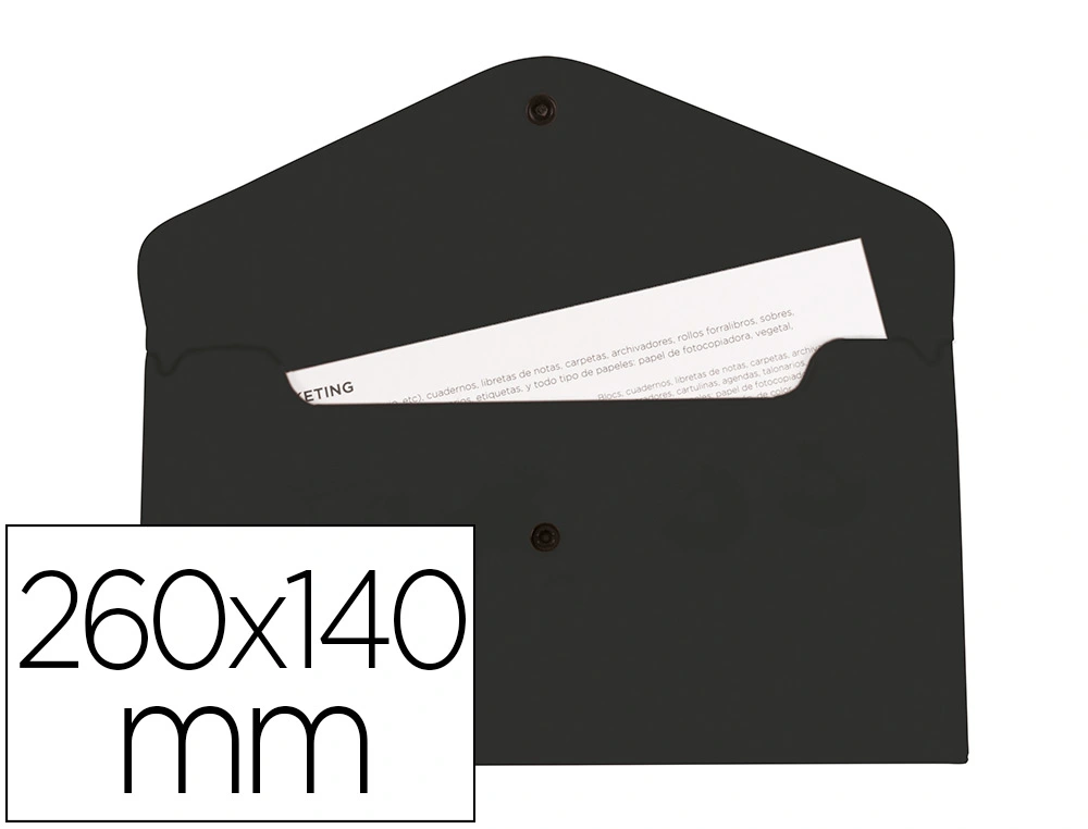 Carpeta liderpapel dossier broche polipropileno tama o sobre americano 260X140 mm negro opaco