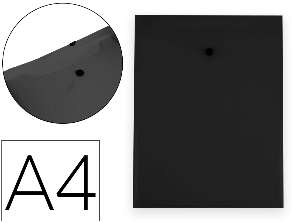 Carpeta liderpapel dossier broche polipropileno din A4 formato vertical con fuelle negro opaco