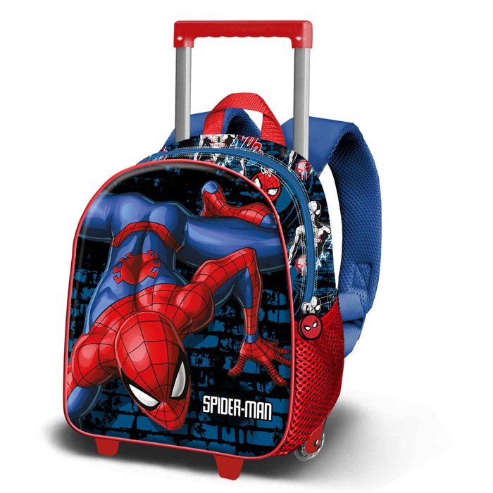 Mochila 3D con ruedas pequeña spiderman wall