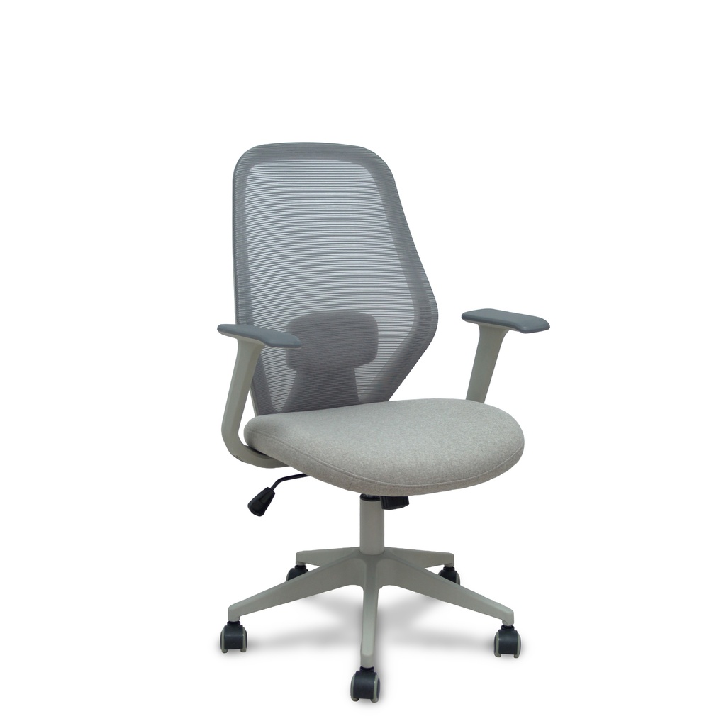 Silla ERGO529 gris respaldo malla gris asiento tela gris base piramidal gris claro ruedas nailon