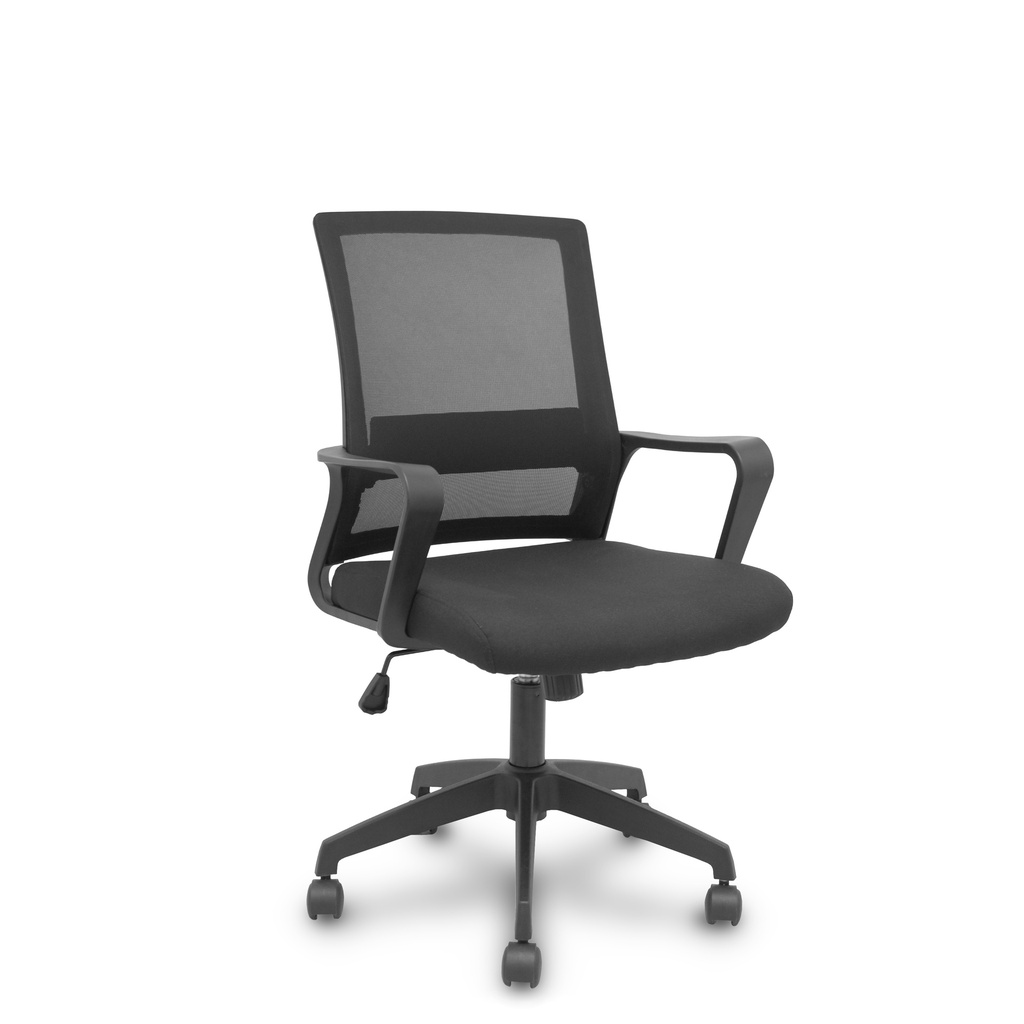 Silla ERGO535 negra basculante respaldo malla negro asiento tela negro ruedas nailon