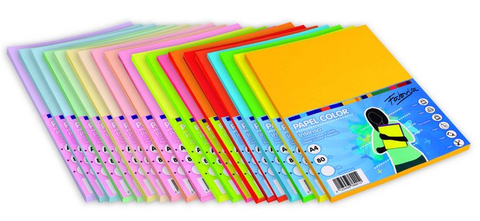 Papel A4 80GR 100H 5 colores fuertes surtidos