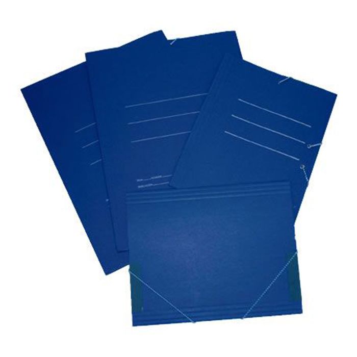 Carpeta cartón solapa azul folio con gomillas