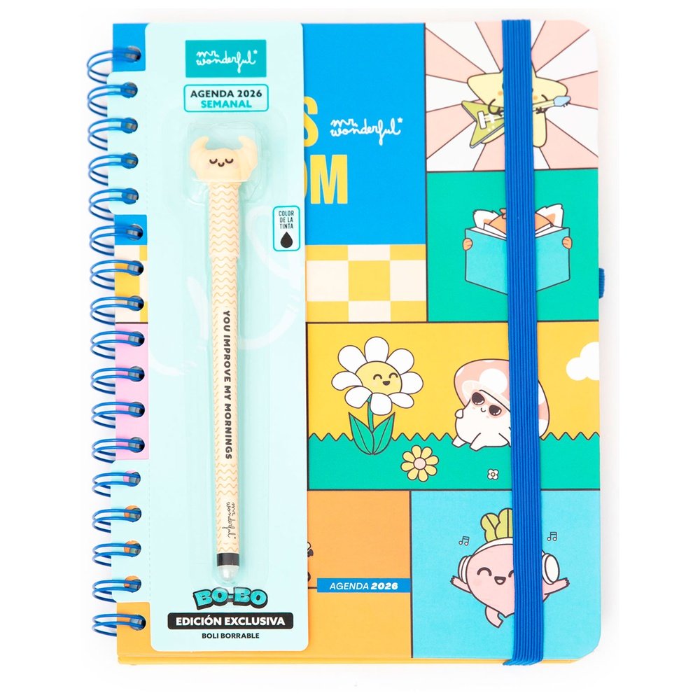 Agenda wonder 2026 semanal planes random + boli regalo