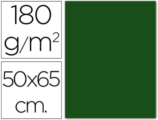 CARTULINA GUARRO VERDE ABETO 50X65 CM 180 GR ENVASE DE 25