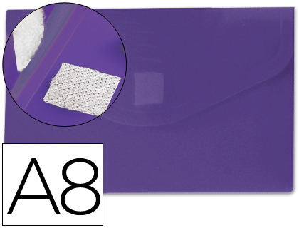 CARPETA LIDERPAPEL DOSSIER BROCHE POLIPROPILENO DIN A8 VIOLETA CON CIERRE DE VELCRO