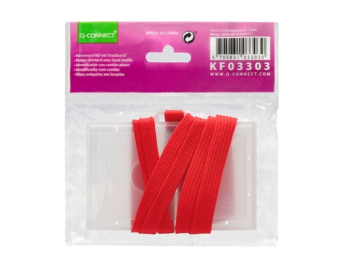 IDENTIFICADOR Q-CONNECT KF03303 CON CORDON PLANO ROJO Y APERTURA LATERAL 94X60 MM
