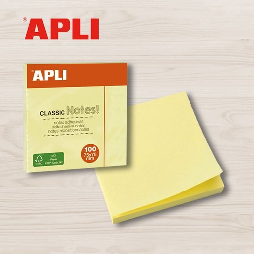 NOTAS ADHESIVAS 75X75 APLI AMARILLO
