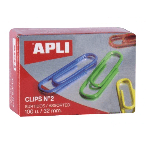 CLIPS COLORES SURTIDOS N�2 32 MM 100 U.