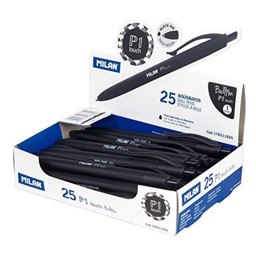 BOLIGRAFO MILAN P1 RETRACTIL 1 MM TOUCH NEGRO