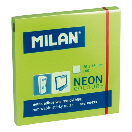 NOTAS ADHESIVAS 76X76 MILAN NEON VERDE