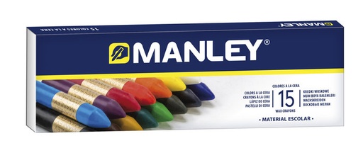 LAPICES CERA MANLEY -CAJA DE 15 COLORES REF.115