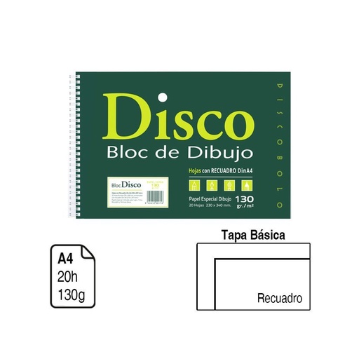 BLOC DIBUJO F� DISCO 170R C/REC ESPIRAL