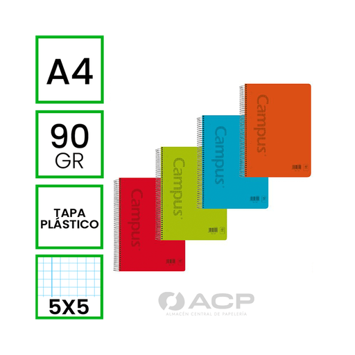 BLOC A4 80H T/PP 90GR CUADRICULA 5MM