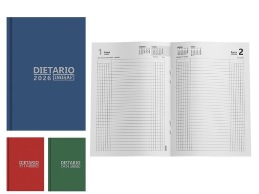Dietario encuadernado 1/8 color castellano 2026