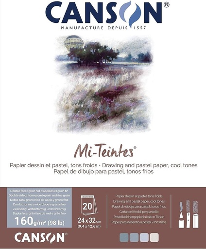 Bloc enc 24X32 20H mi-teintes 160G grises y azules