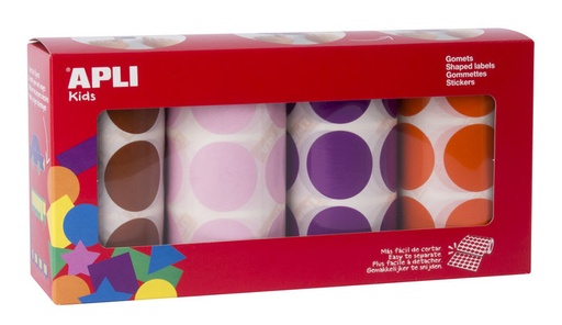 [102411] Rollos de gomets redondos 33MM colores surtidos 4 unidades