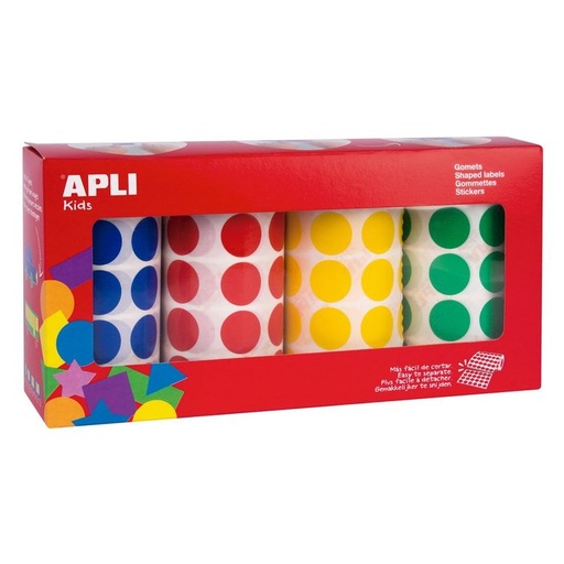 [13793] Rollos de gomets redondos 20MM colores surtidos 4 unidades