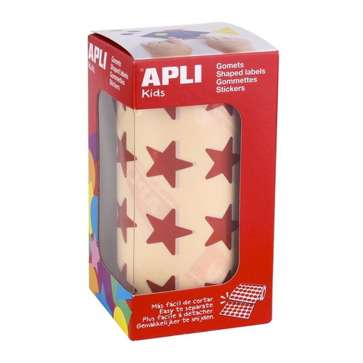 [12053] Rollo gomets estrellas 19,5 mm metalizados rojos
